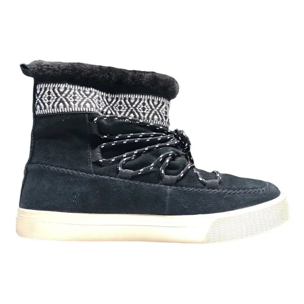 Tom's Black Alpine winter boots womens size 8.5 Tie up